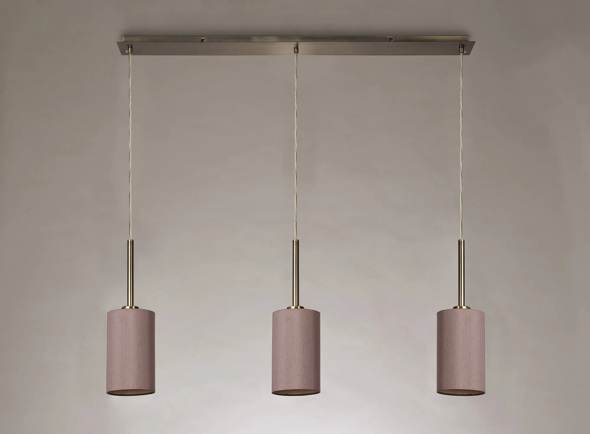 Baymont 12cm Shade 3 Light Pendant Antique Brass, Taupe/Halo Gold DK0772  Deco Baymont AB TA